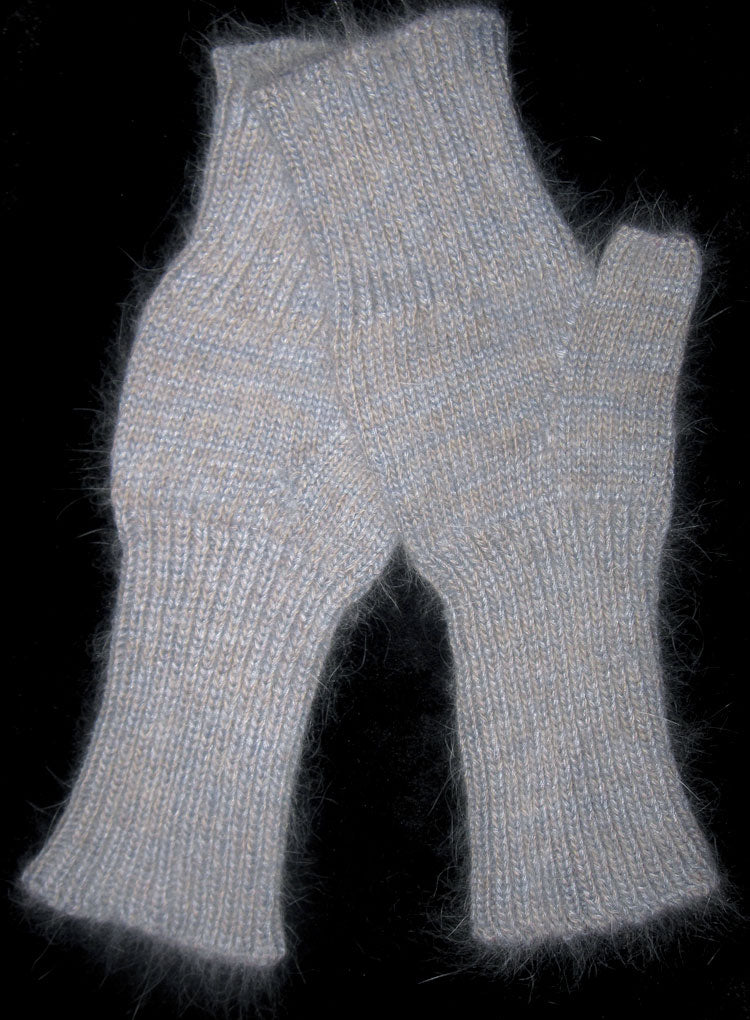Fingerless Mitts - Blue Angora and New Zealand Possum Blend