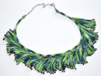 Hand Knit Jewelry Kits - Fantasy Fan Necklace - Red, Orange, Black, and Silver