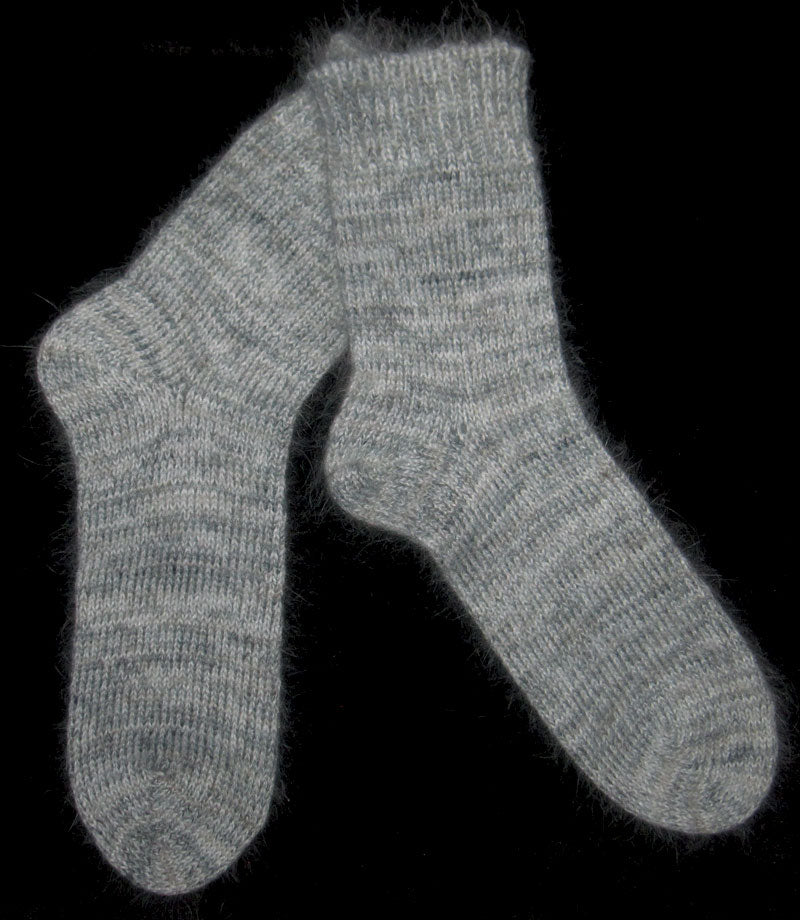 Socks - White Angora Nylon Blend, and Grey Kid Mohair