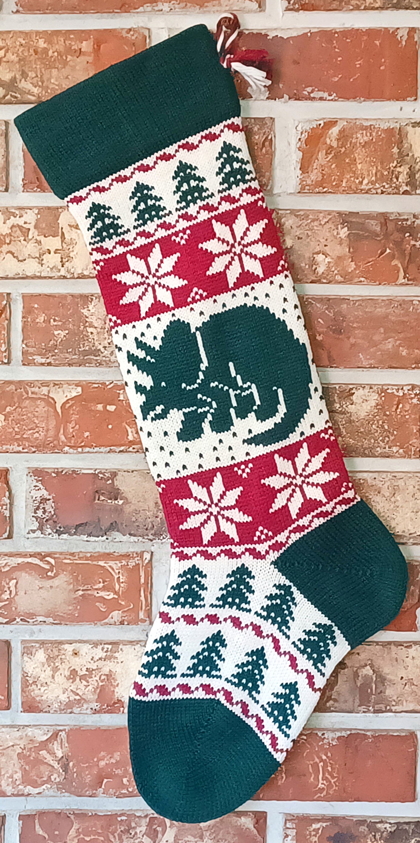 Large Knit Personalizable Wool Dinosaur Christmas Stockings - Matching Dinosaur Christmas Stockings