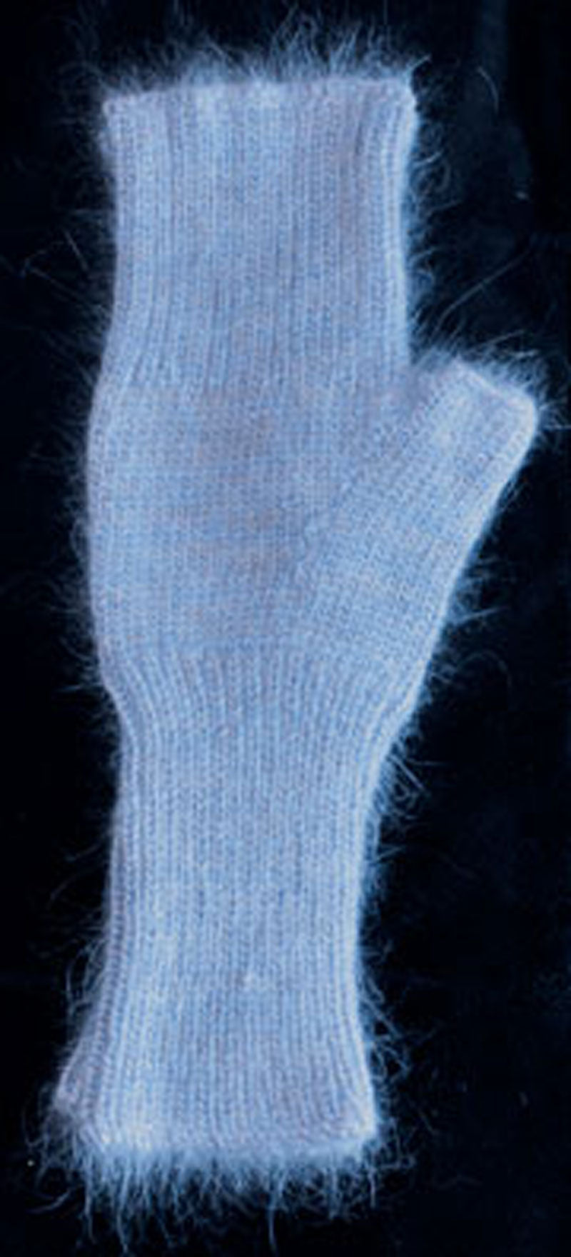 Fingerless Mitts - Blue Angora Nylon Blend and Merino Wool