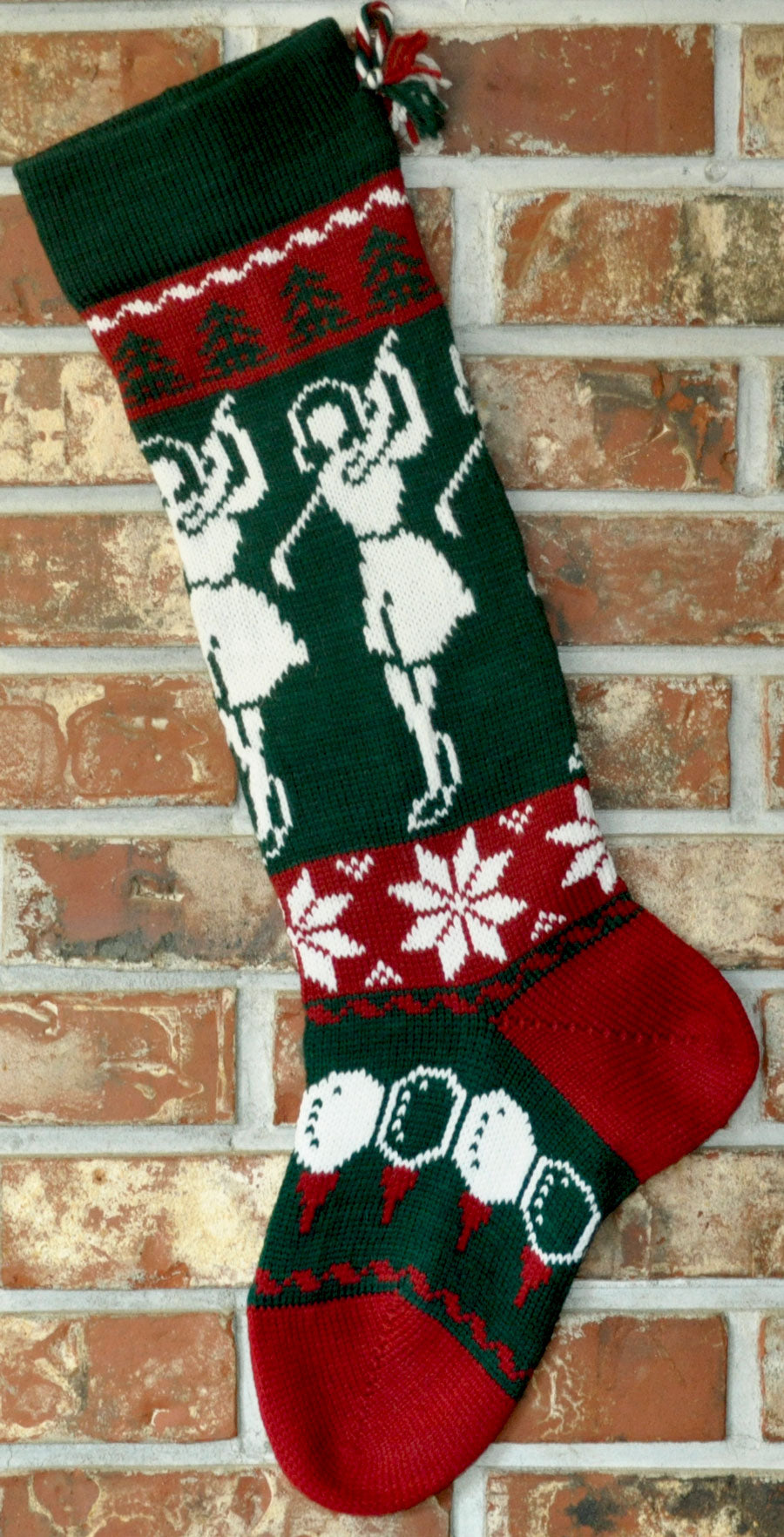 Large Personalizable Knit Wool Christmas Stocking - Female Golfer