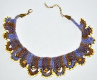 Hand Knit Jewelry Kits - Lacy Loops Necklace - Purple, and Brown