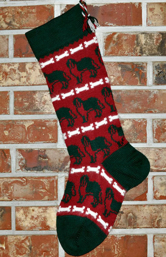 Large Personalizable Knit Wool Christmas Stocking - Saint Bernard