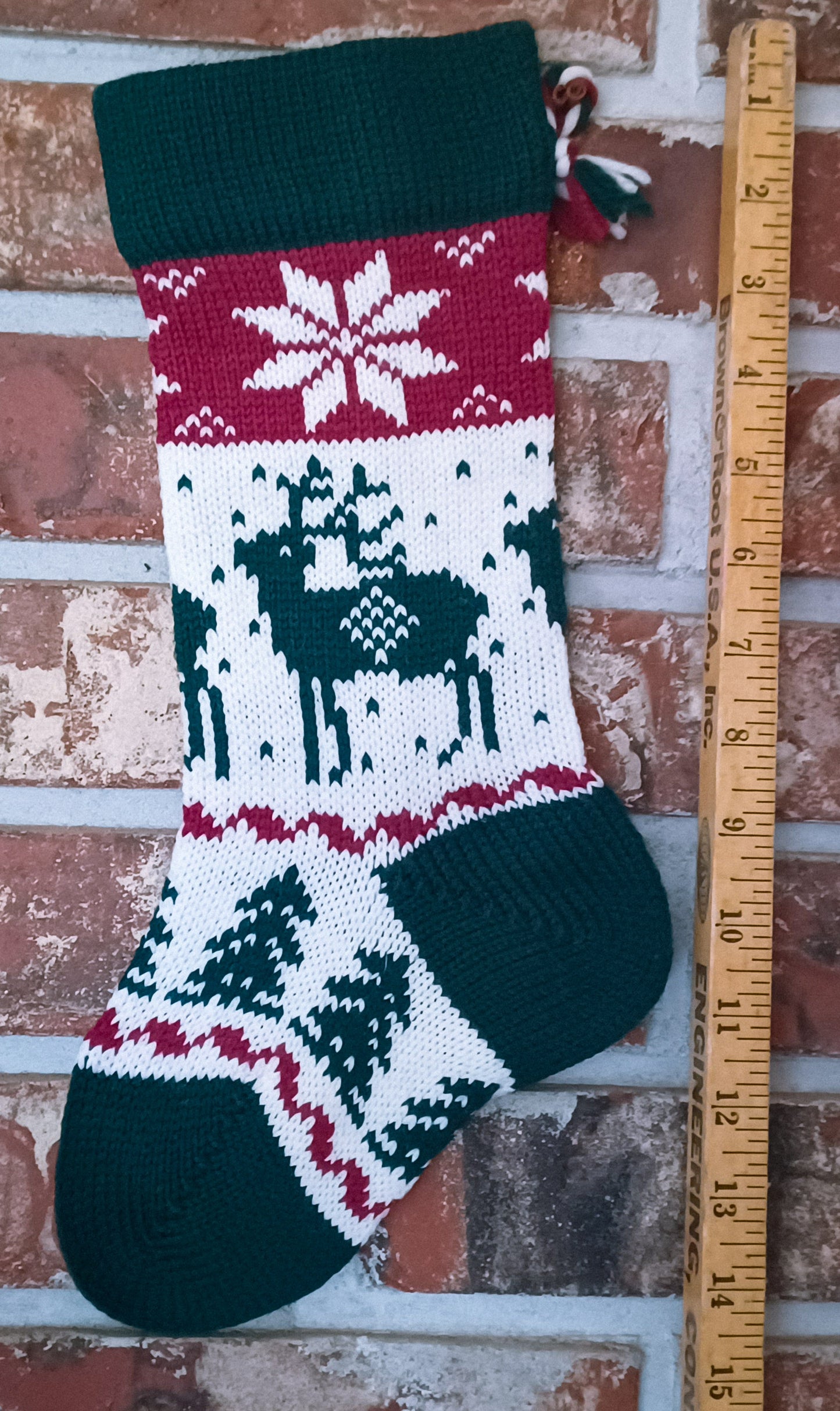 Small Knit Wool Christmas Stocking - Reindeer